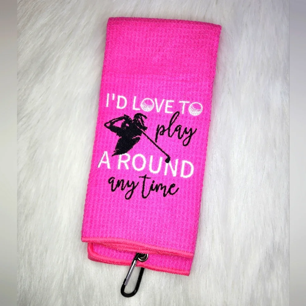 Hot Pink Embroidered Golf Towel ⛳️